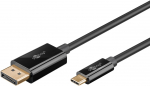 USB-C - DisplayPort adapterkaabel 3.0m, 4K@60Hz, must