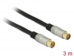 Antennikaabel IEC pistik / IEC pesa 3.0m RG-6/U, premium, kullatud otstega, must
