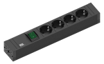 Toitepaneel 4 x Schuko l&uuml;litiga 2.0m 311x53x52mm, k&otilde;rvadega must