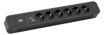 Toitepaneel 6 x Schuko 2.0m, &uuml;lepingekaitse, 441x64x45mm, must