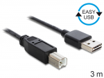 USB 2.0 kaabel A - B 3.0m, kahe poolse A pistikuga, Easy USB, must