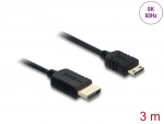 HDMI - Mini HDMI kaabel 3.0m, Coaxial High Speed HDMI, must, 8K@60Hz