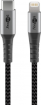 USB-C - Lightning kaabel 2.0m, metallist pistik, Apple MFI sertifikaadiga, tekstiilist kattega