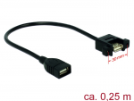 USB 2.0 pikenduskaabel paneelile USB2.0 (F) - USB 2.0 (F), 0.25m, must