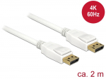 DisplayPort kaabel 2.0m, 3840x2160@60Hz, DP 1.2, valge