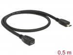 USB 2.0 Micro B pikenduskaabel 0.5m