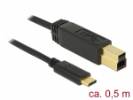 USB-C kaabel C - B 0.5m, USB 3.1 10Gbps, 3A, must