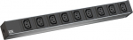Toitepaneel 9 x C13 2.0m, r&auml;ckitav, CEE 7/7 Schuko pistik, 440x44x47, must/hall 1U