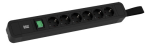 Toitepaneel 6 x Schuko 2.0m, l&uuml;litiga, rihmaga, 431x64x45mm, must