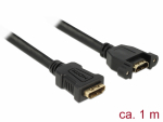 HDMI pikenduskaabel paneelile HDMI-A (F) - HDMI-A (F), 4K 30Hz, 1.0m, must