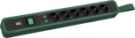 Toitepaneel 6 x Schuko 2.0m, l&uuml;litiga, &uuml;lepingekaitse, rihmaga, 484x64x45mm, must/roheline