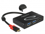 &Uuml;leminek USB-C (M) - 2 x USB 3.0 + 1 x HDMI (F) 4K@30Hz