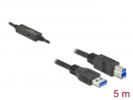 USB 3.0 kaabel A - B 5.0m, Active, lisatoite v&otilde;imalus, must