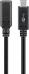 USB-C pikenduskaabel 1.0m, USB 3.2, Gen2, 10 Gbps, 3A, must