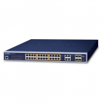Switch: 24 x 10/100/1000Mbps PoE+, 4 x TP/SFP Combo, 1 x RJ-45 console, Layer 2/4, r&auml;kitav