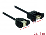 USB-B 2.0 kaabel paneelile USB-B 2.0 (F) - USB-B 2.0 (F), 1.0m, must