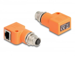 Adapter M12 (F) - RJ45 (F) A-code 8 pin 90&deg; nurgaga