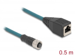 Pikenduskaabel M12-RJ45 8 kontakti A-coded 0.5m