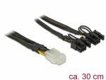 Toitekaabel PCIe 6 pin (F) - 2x PCIe 8 (6+2) pin, 20 AWG, 0.3m, isolatsiooniga