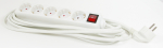 Maandusega pikendusjuhe 5 osa / 5.0m, max 3500W, valge, l&uuml;litiga