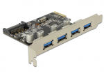 Laienduskaart: PCIe x1, 4 x USB 3.0 -A