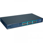 PoE Switch: 24 x 10/100Mbps PoE/PoE+, 4 x 10/100/1000Mbps, 2 x mini-GBIC, Web Smart, rackitav, 193W