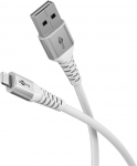USB 2.0 - Lightning kaabel 0.5m, metallist pistik, pehme tekstiil kattega, valge, 480 Mbit/s