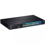 Switch: 20 x 10/100/1000Mbps, 4 x 10/100/1000Mbps PoE+, 4 x SFP, 1 x console, SNMP, RSTP, MSTP, Layer 2, r&auml;kitav