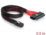 Mini SAS kaabel 0.5m (SFF-8087 - SFF-8484), must/punane