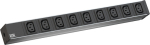 Toitepaneel 9 x C13 2.0m, r&auml;ckitav, CEE 7/7 Schuko pistik, 440x44x47, must/hall 1U