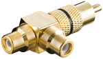 Adapter RCA (M) - 2xRCA (F), kullatud, must