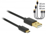 USB 2.0 kaabel A - Micro B 0.3m, 0.6m, 0.9m, kiirlaadija, must