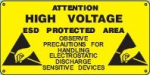 PVC RIGID SIGN &acute;&acute;HIGH VOLTAGE - ESD PROTECTED AREA&acute;&acute; - 600 x