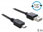 USB 2.0 kaabel A - Mini B 5.0m, Easy-USB, must