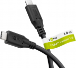USB-C kaabel 1.0m, USB4, 100W, must, 20 Gbit/s