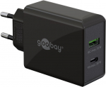USB laadija 1 x USB-C PD, 1 x USB-A QC, 100 - 240 > 5V, 3A, 30W, kiirlaadija, must