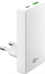 USB laadija 1 x USB-C PD, 1 x USB-A, 90 kraadi nurgaga, 65W, 100 - 240V, valge