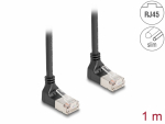 V&otilde;rgukaabel Cat6a S/FTP 1.0m, must, (2x90&deg; nurgaga &uuml;lespoole), slim