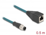 Pikenduskaabel M12-RJ45 8 kontakti A-coded 0.5m