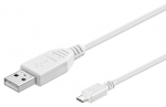 USB 2.0 kaabel A - Micro B 0.3m, valge