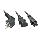 220V Toitekaabel 2.0m, must, CEE 7/7 pistik - 1x IEC C13x1x IEC C5