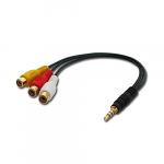 &Uuml;leminek 3.5mm (M) (4 pin) - 3xRCA (F) 0.25m, must