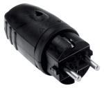 Toitepistik CEE7/7, 16A / 250V, kummist, maandusega, IP44, must