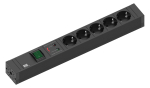 Toitepaneel 5 x Schuko l&uuml;litiga 2.0m 396x53x52mm, &uuml;lepingekaitse, k&otilde;rvadega must