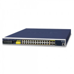 Switch: 24 x 10/100/1000Mbps PoE+, 4 x Shared SFP 100/1000X, 1 x RJ-45 console, Layer 3