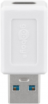 Adapter USB 3.0 A (M) - USB-C (F), 5 Gbps, valge