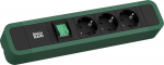 Toitepaneel 3 kohta Schuko 2.0m, l&uuml;litiga, 304x64x45mm, must/roheline