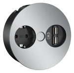 Pistikupesa Twist 1 x CEE7/3 0.2m, 2 x USB-A, kroomitud matt