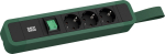 Toitepaneel 3 x Schuko 2.0m, l&uuml;litiga, rihmaga, 304x64x45mm, must/roheline