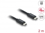 USB-C kaabel 2.0m, USB 40 Gbps, koaksiaalne, PD 3.1, 240W